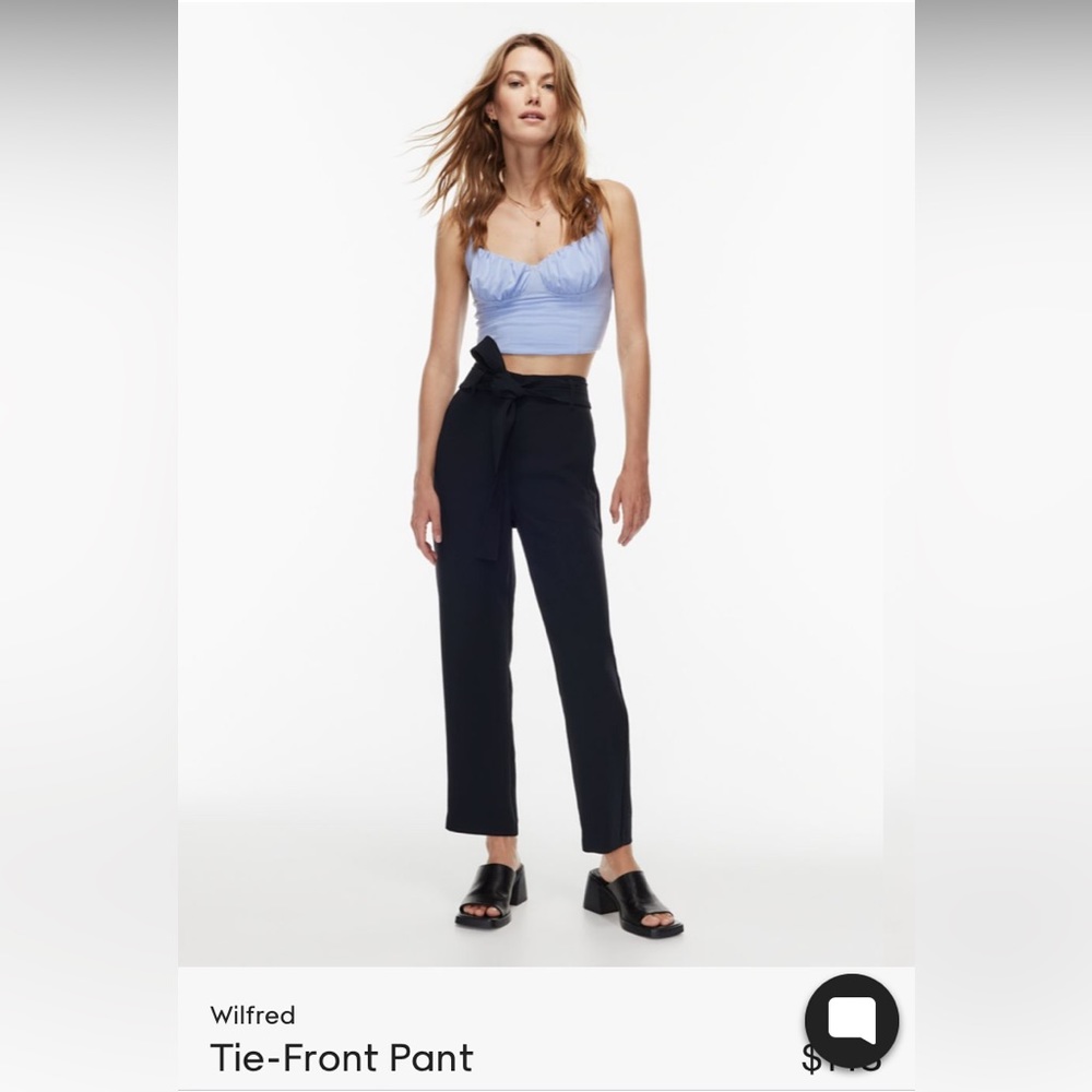 Aritzia Wilfred Tie Front Pants in black. Size 8. Perfect condition.